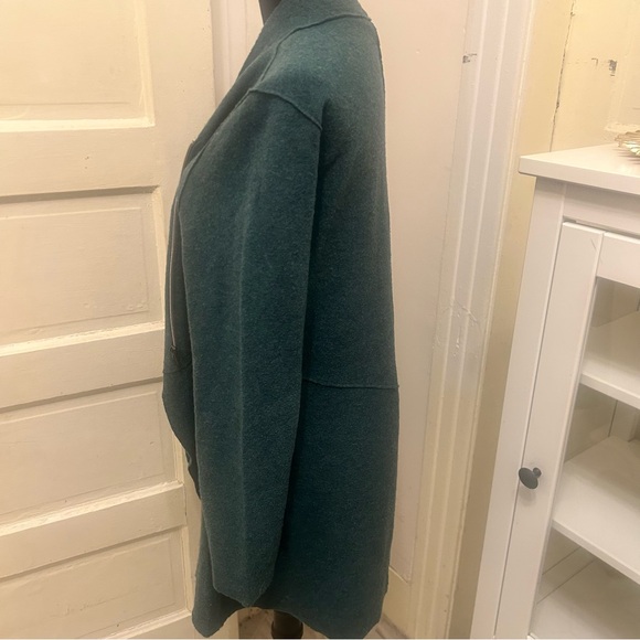 EILEEN FISHER Merino Wool Lightweight Teal Women's Coat Minimalist Cosy Fall - Picture 7 of 9